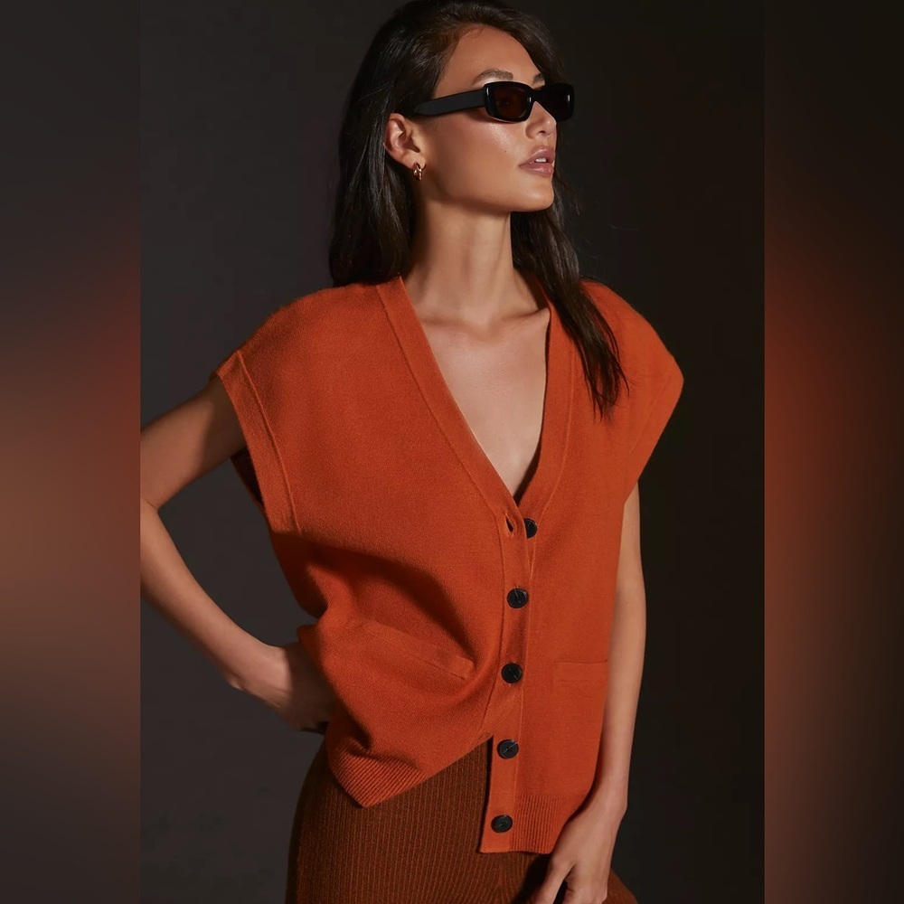 Maeve Orange V-Neck Sweater